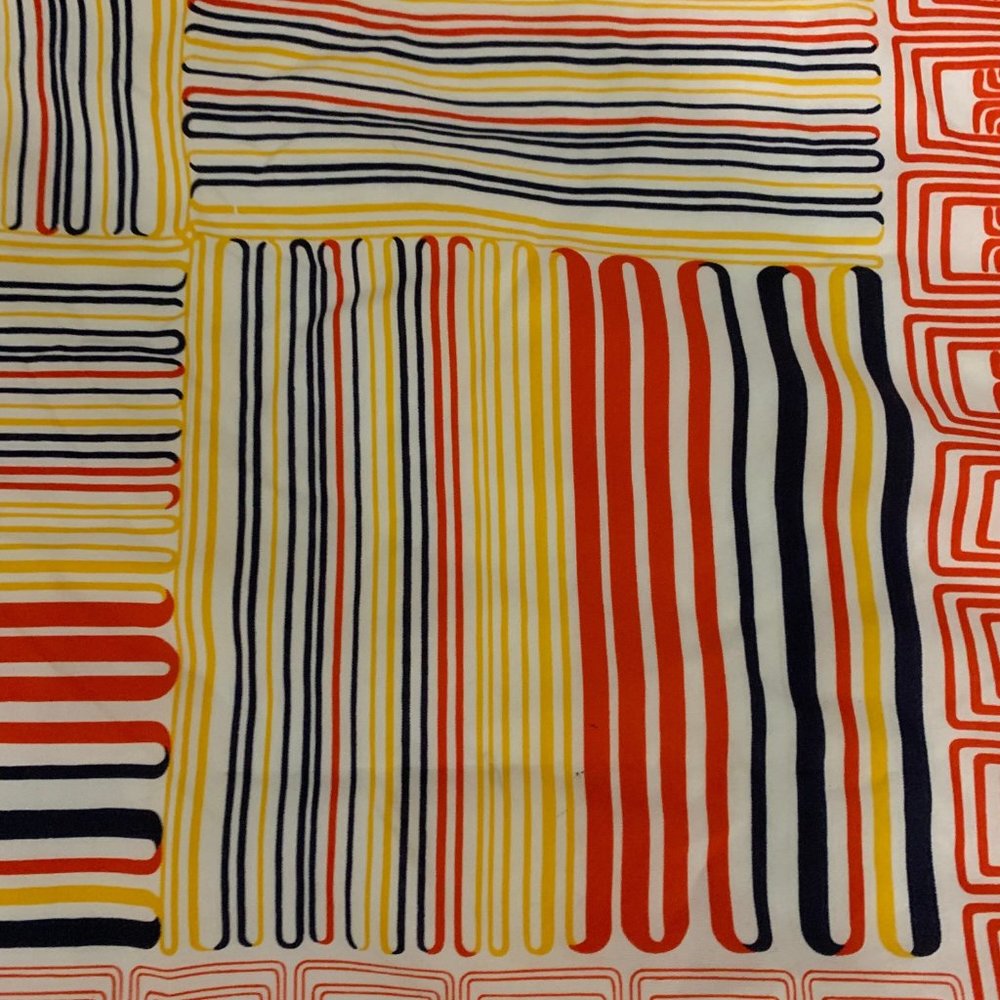 Vintage 60s 70s Made in Italy Mid Century Modern geometric scarf mod stripes an - Picture 5 of 10